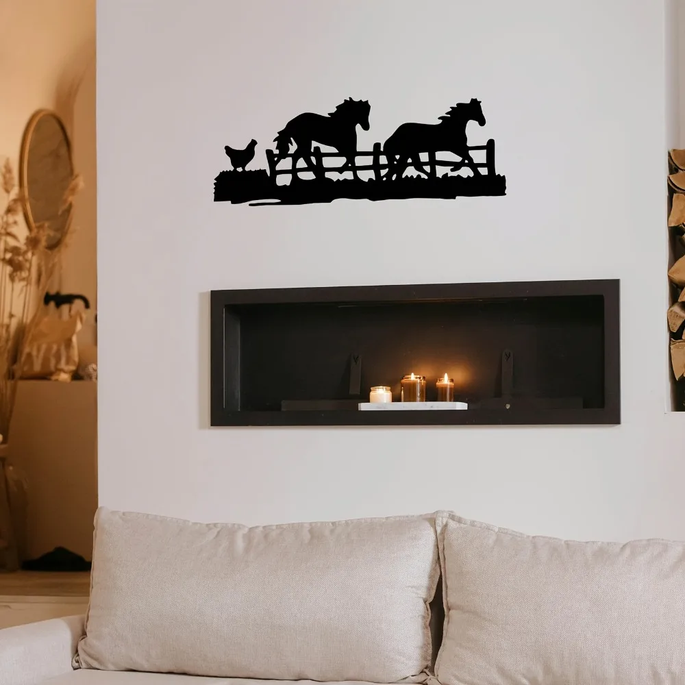 Simple Metal Horse Wall Hanging Rural Western Iron Art Ideal for Home Indoor & Outdoor Wall Decor