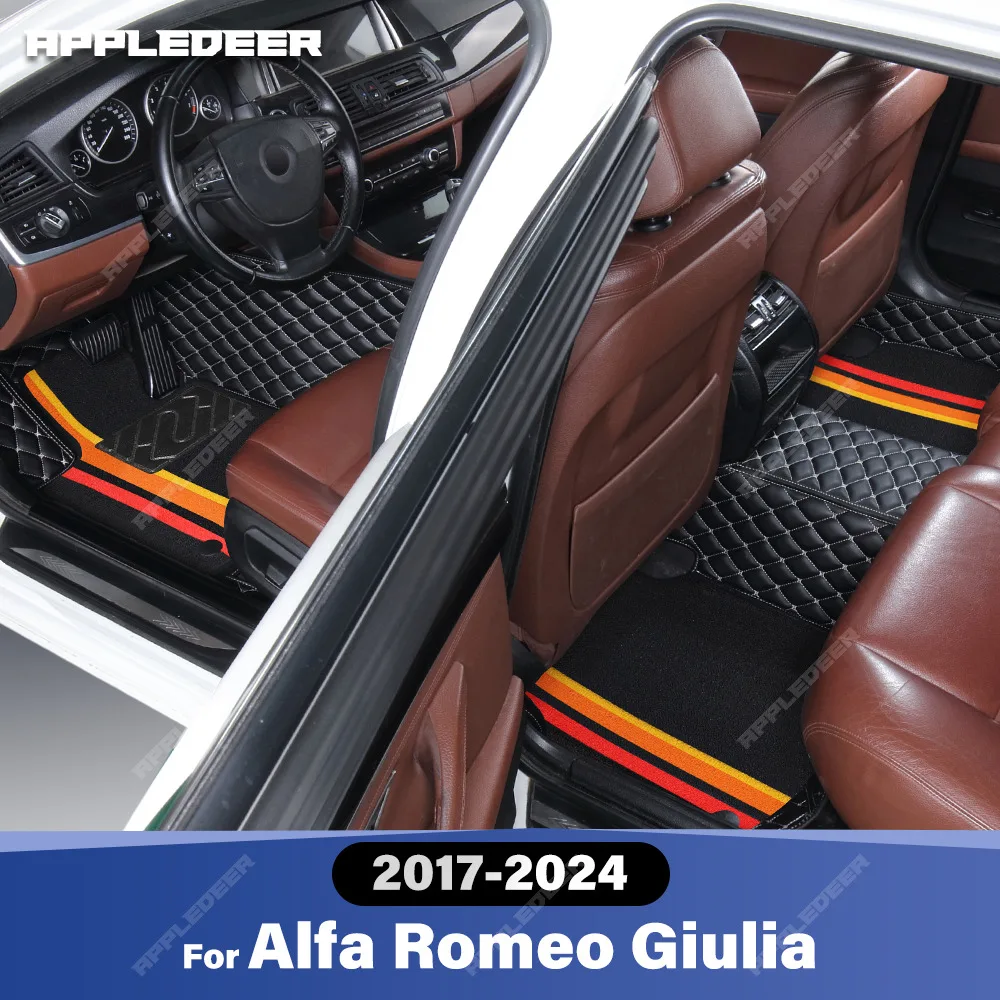 

For Alfa Romeo Giulia 2017-2024 Double Layer Car Floor Mats Custom Auto Carpet Cover Interior Accessories