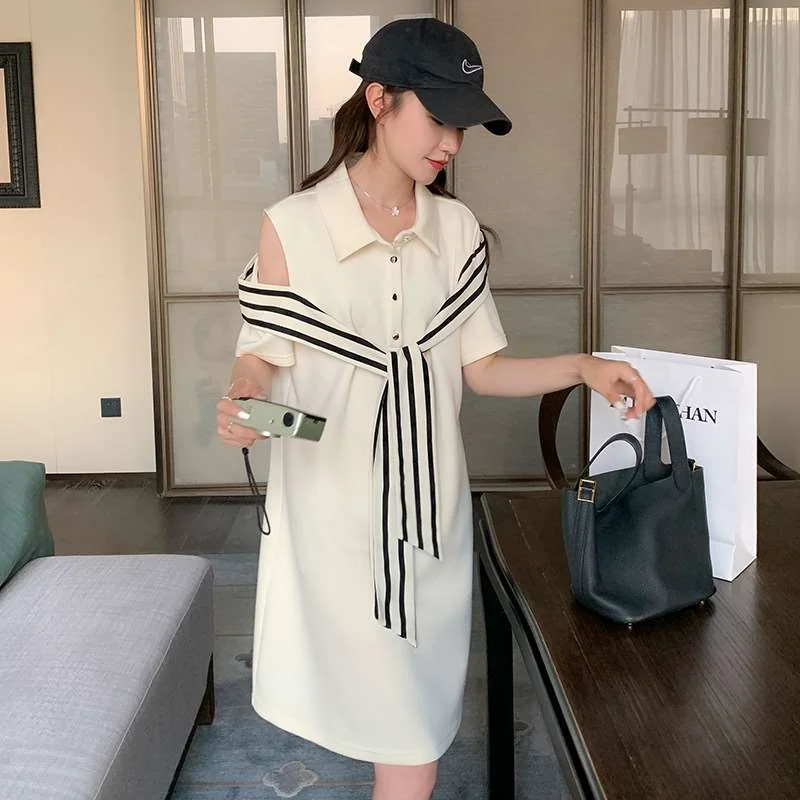 

Модное повседневное платье А-силуэта с открытыми плечами, шнуровкой и воротником-стойкой, в европейском стиле, для работы и отдыха...