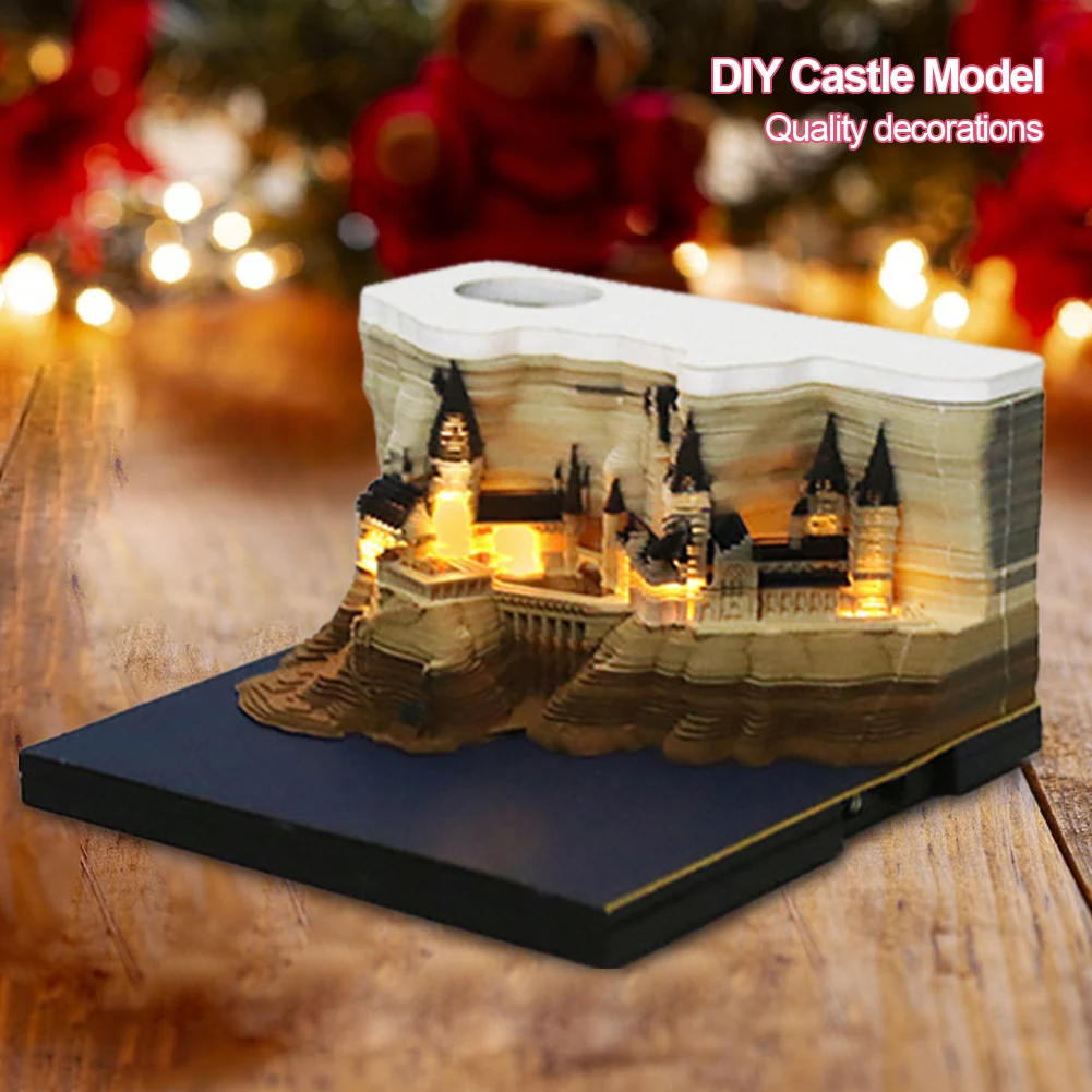 3D ปฏิทินตั้งโต๊ะ MeMO Pad ปราสาท DIY กระดาษแกะสลัก Artsy Pads 3D Non-Sticky Note Pad สําหรับสํานักงาน/บ้าน DIY ของขวัญสร้างสรรค์