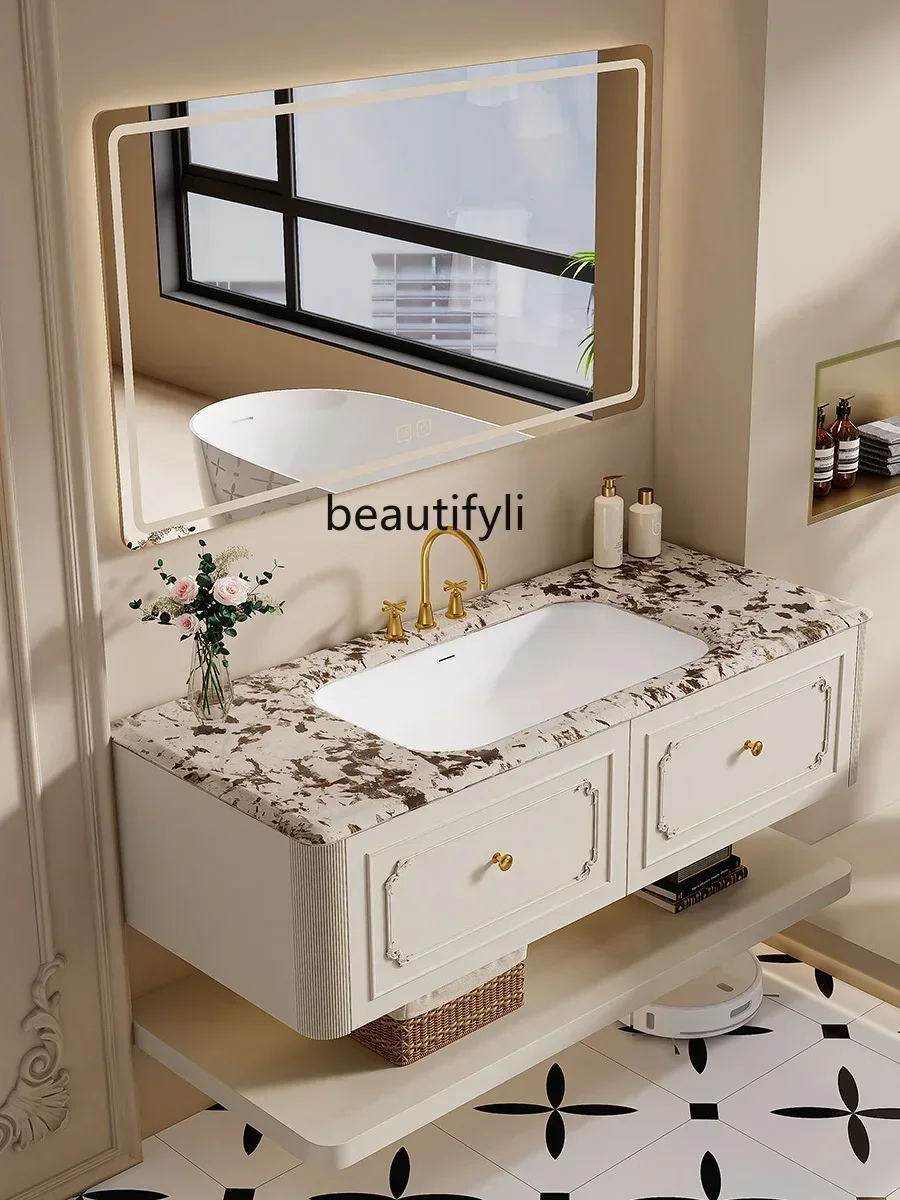 178cqyCeramic Drop-in Sink Hanging Smart Bathroom Cabinet Combination   Table