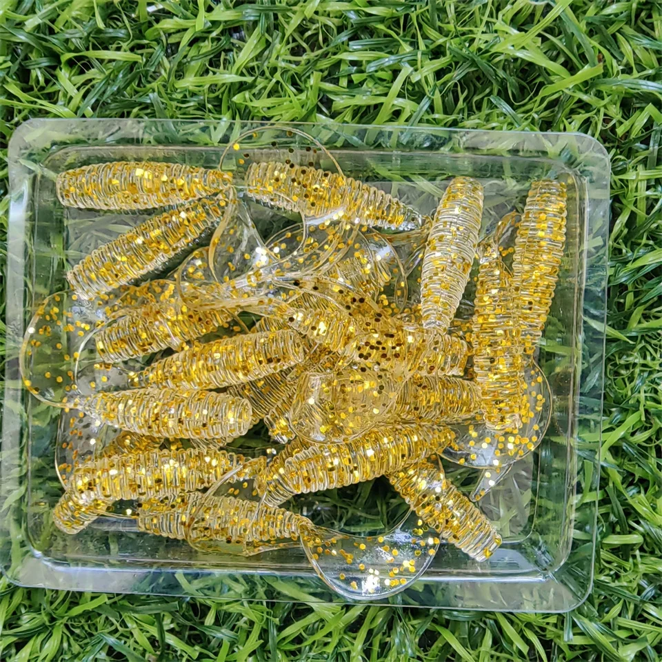 MUKUN 20 Stück 3,5cm 0,5g Silikon-Weichköder mit Gekräuseltem Langem Schwanz Künstlicher Crankbait Gefälschte Maden Angelköder – Detail 10
