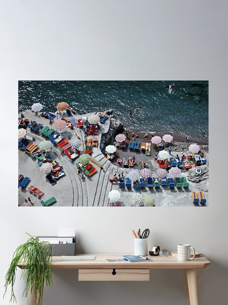 Slim Aarons, 'Positano Beach' 1979, Print Art Canvas Poster, Living Room, Home Wall Decor Picture