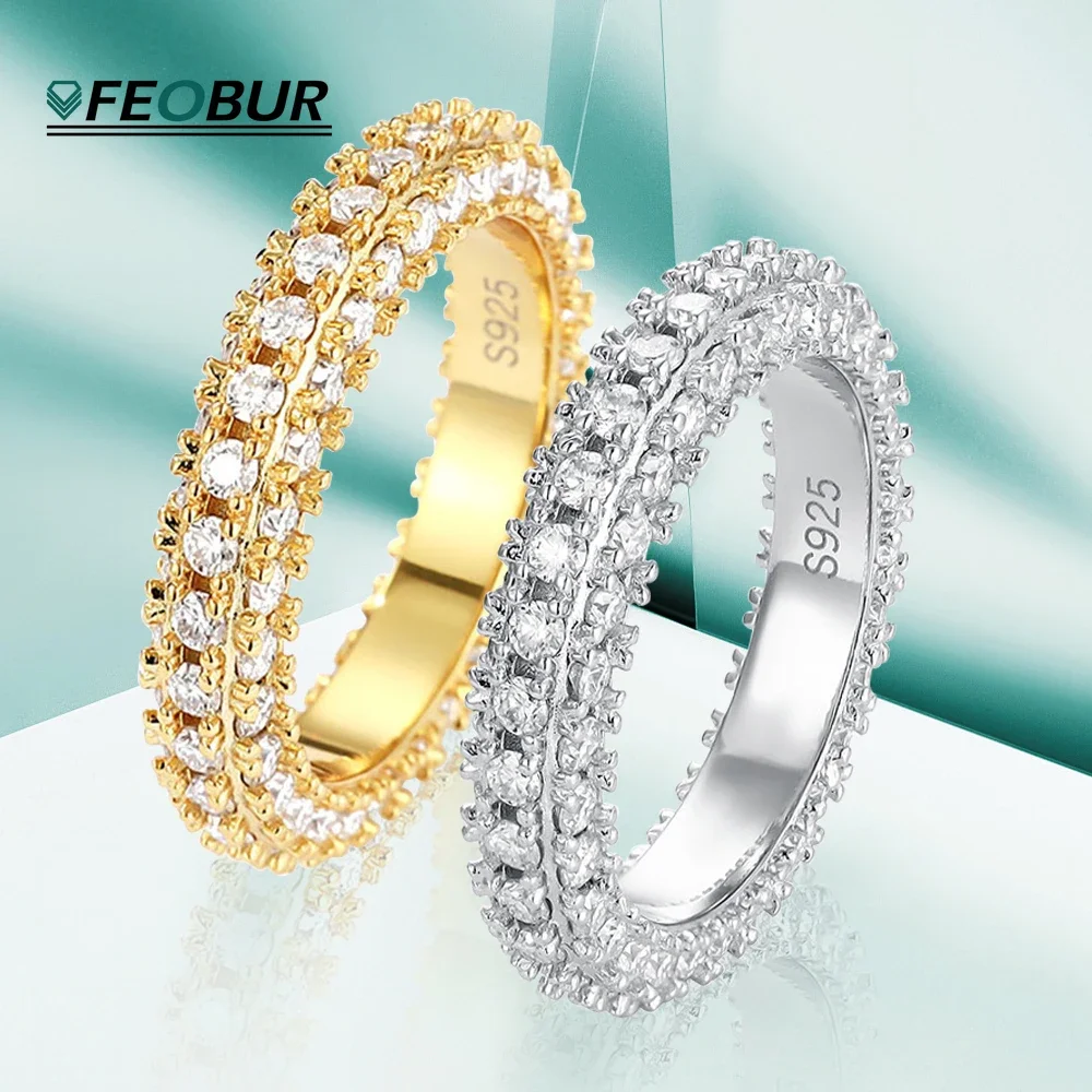 

GRA Certified Full 1.75mm Moissanite Eternity Rings S925 Silver Plated 18k Gold Engagement Ring for Women Wedding Band Gift