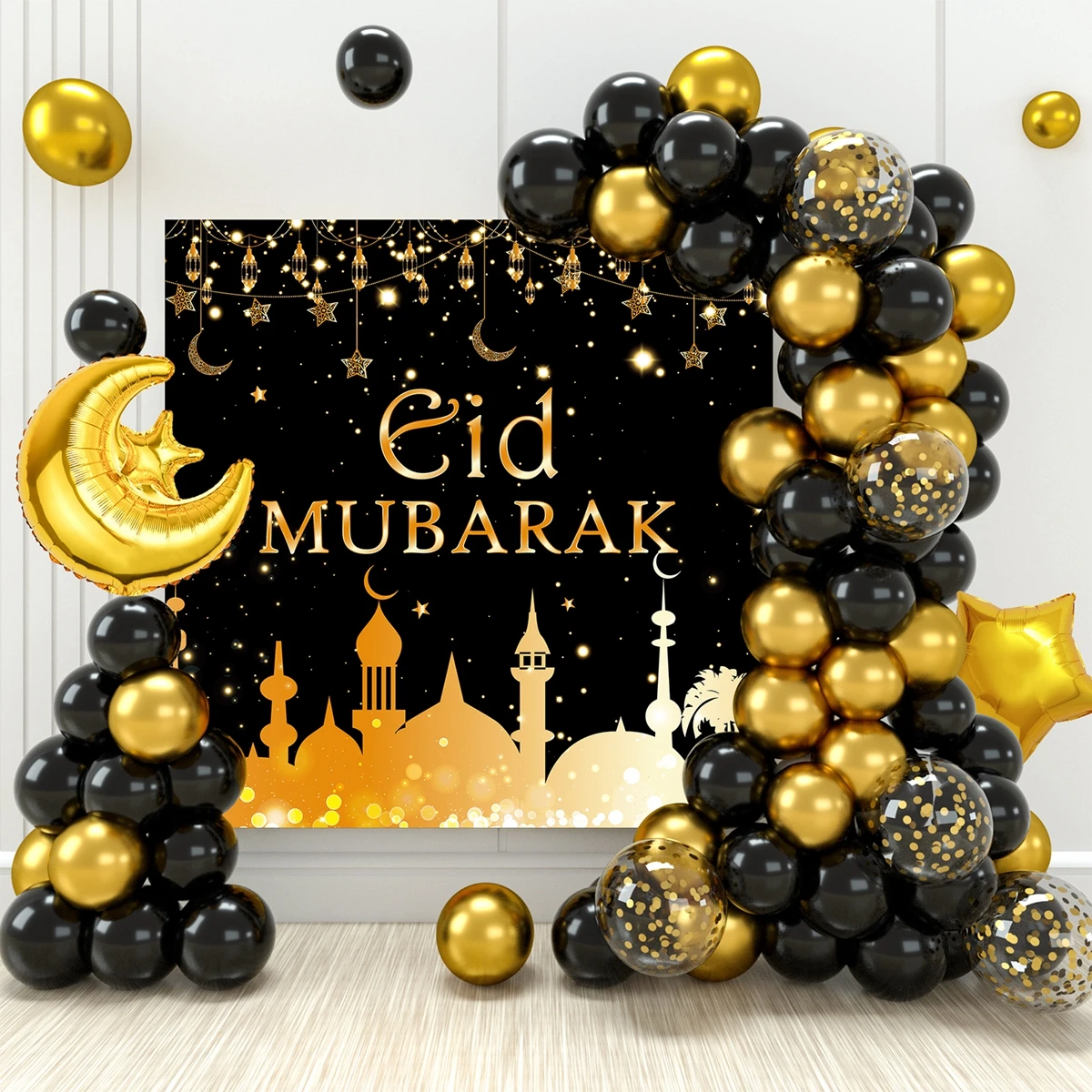 

EID Mubarak Background Balloons Set Ramadan Decoration For Home Islamic Muslim Party Ballon EID Al Adha Ramadan Kareem Backdrop