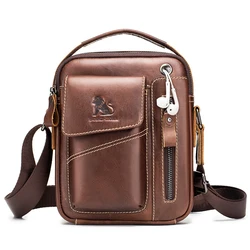 Double Single Shoulder Bag Leather Men's Small Top Layer Cowhide Diagonal Cross Bags Fashionable Sporty Mini Durable Handbag Top