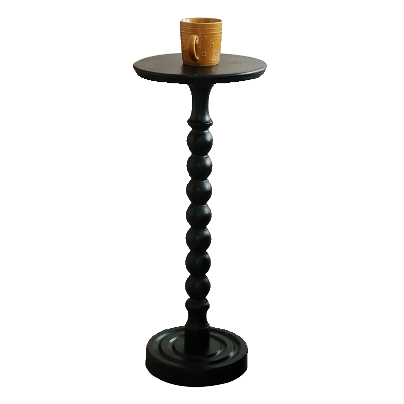 Retro Solid Wood Disc Cup Table, Small Coffee Table Living Room Small Round Table, French Home Balcony Small Table
