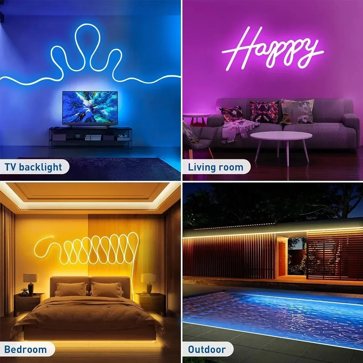 LED Magic Neon Lights APP Remote Control DIY Shape Multicolor Light Strip RGBIC Neon Light Strip for Holiday Decorations