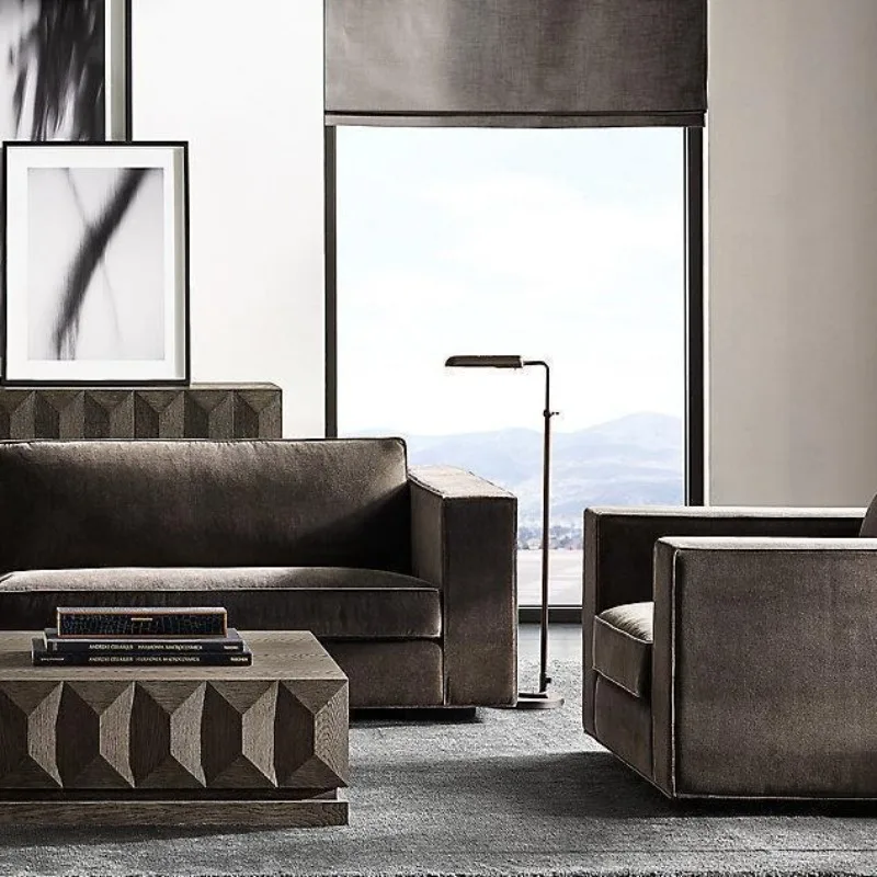 Modern retro cotton and linen living room fabric fully dismantled and washed three-person sofa homestay style combination sofa