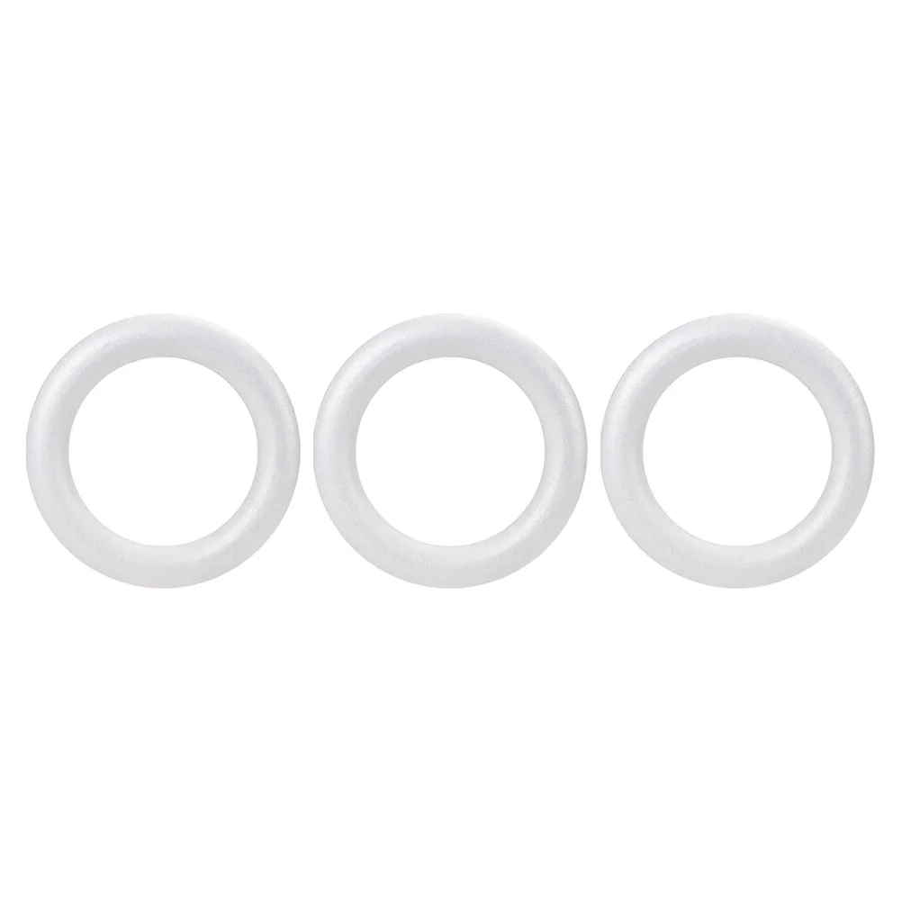 3 Pcs Ring Decoration Polystyrene Wreath Rings Supplies Round Foam for Crafts Blank White Circles DIY