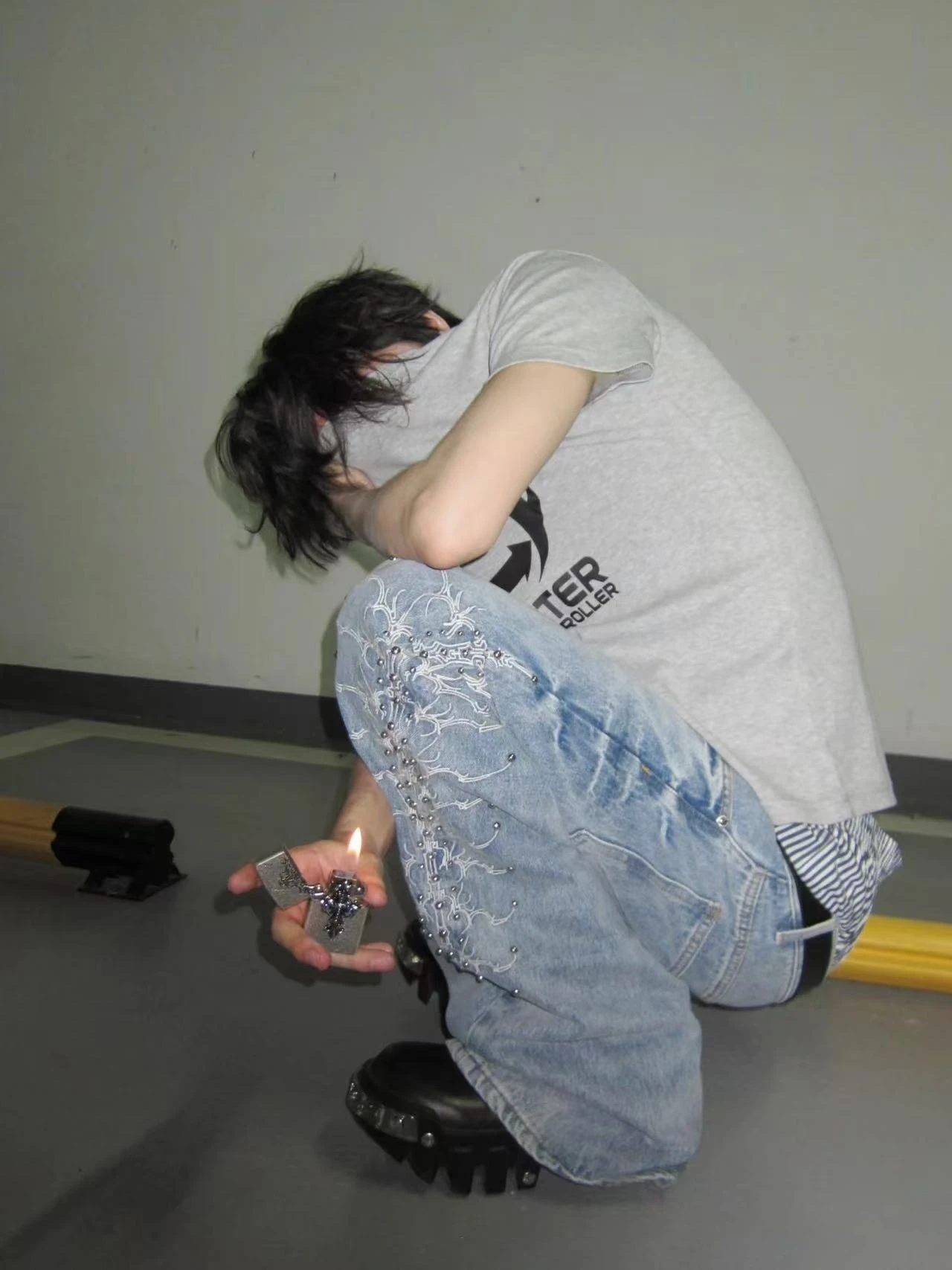 

Waed Vintage American Trendy Men's Loose Straight Leg Jeans Metal Spine Design Comfortable Casual Mid-High Waist Denim Pants