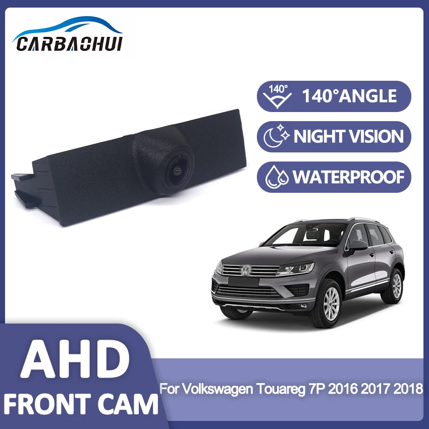 140 ° AHD 1080P kamera z widokiem z przodu noktowizor HD samochodowa przednia kamera parkingowa dla Volkswagen Touareg 7P 2016 2017 2018