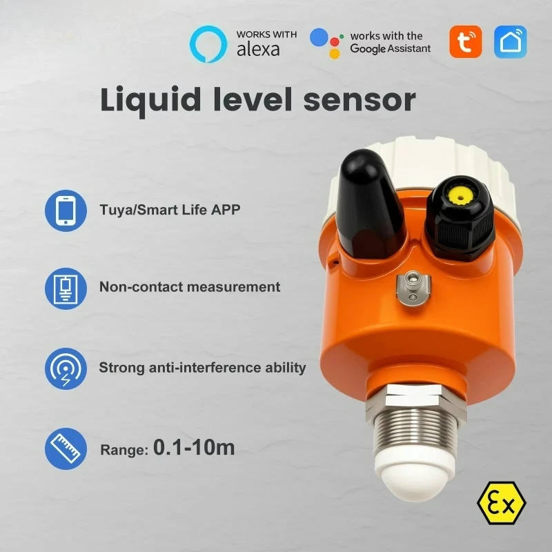 ME203WSP Tuya Smartlife APP Explosion-Proof Radar Level Sensor for Water Tanks 2mm Accuracy Metal Construction