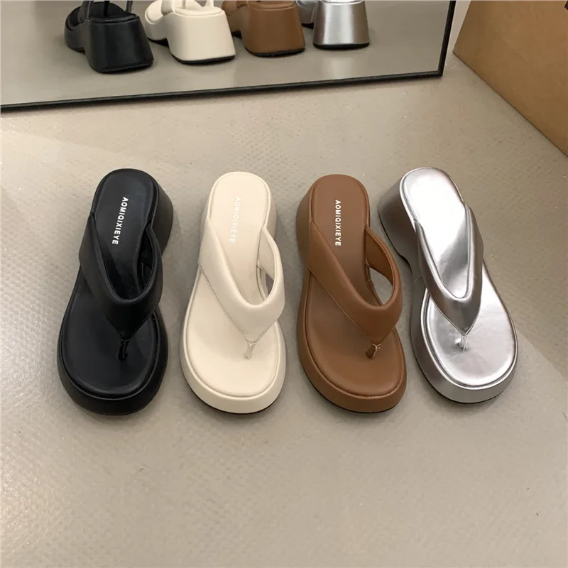 ウェッジハイヒールシューズ-レディース-スリッパ-プラットフォーム-ローラバービーチサンダル-夏-ハワイアン-pu-スキャンダル-ファブリック-スライド-ローマ