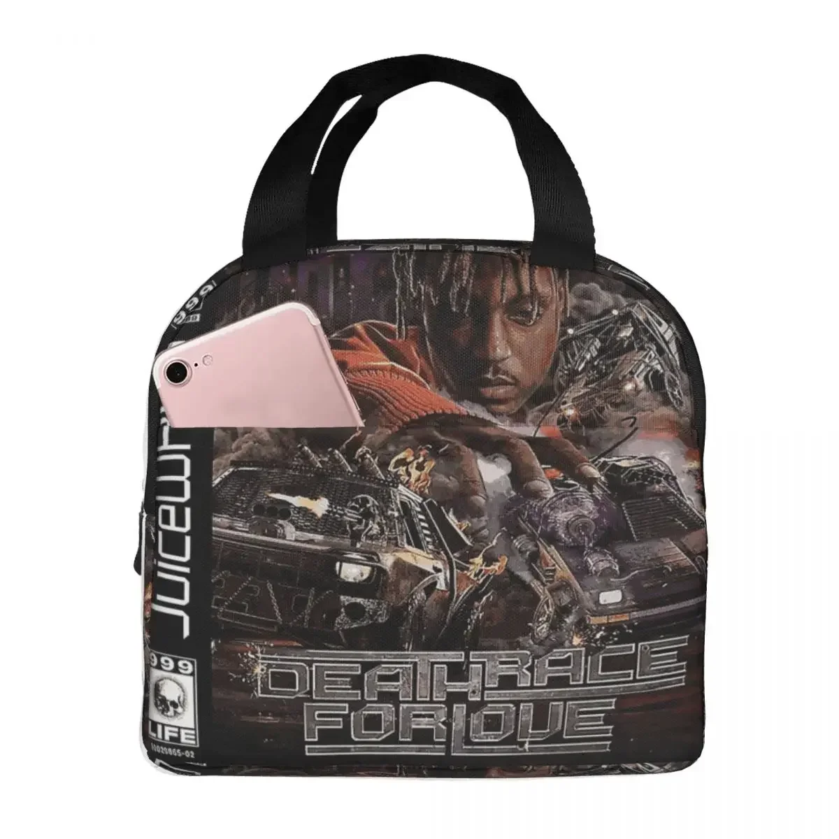 JuiceWrld Death Race Love Wall Insulated Lunch Bags Picnic Bags Thermal Cooler Lunch Box Lunch Tote for Woman Work Kids School