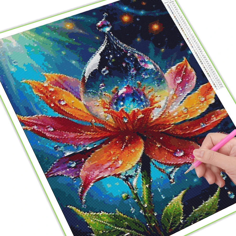 Full Mosaic Arts Diamond Painting New Collection 2024 Water Droplet Flower Diy Rhinestone Embroidery Floral Picture Home Decor