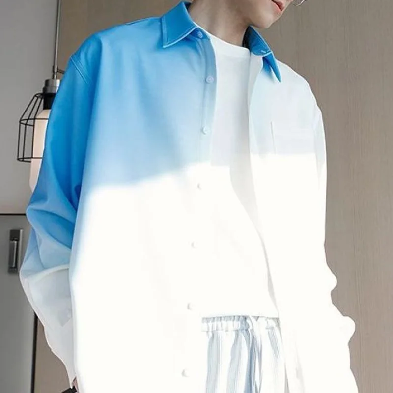 Chemise décontractée surdimensionnée à manches longues pour hommes, design de niche, tempérament adt, patchwork, nickel é, printemps, été, nouveau,