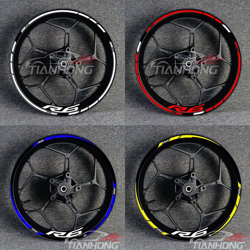 Complete Set New For Yamaha YZF R6 17 Inch Wheel Frame Decal Decorative Rim Reflective Waterproof Logo High Quality Stickers