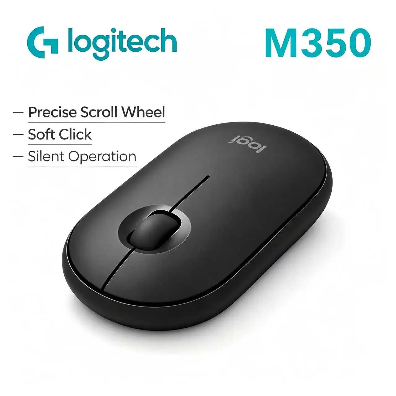 Logitech M350 Pebble Wireless Mouse Silent Click Optical Sensor 1000DPI Matte Finish For Laptop