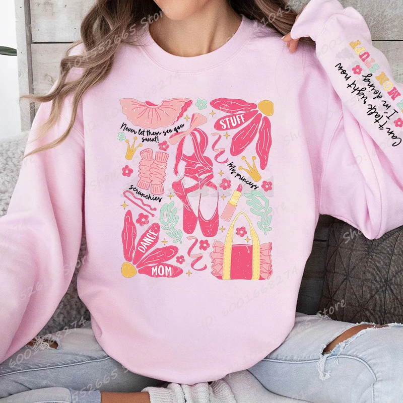 Sudaderas con estampado Dance Mom para mujer, jerséis informales con cuello redondo y gráfico, sudaderas holgadas de manga larga de gran tamaño para mujer