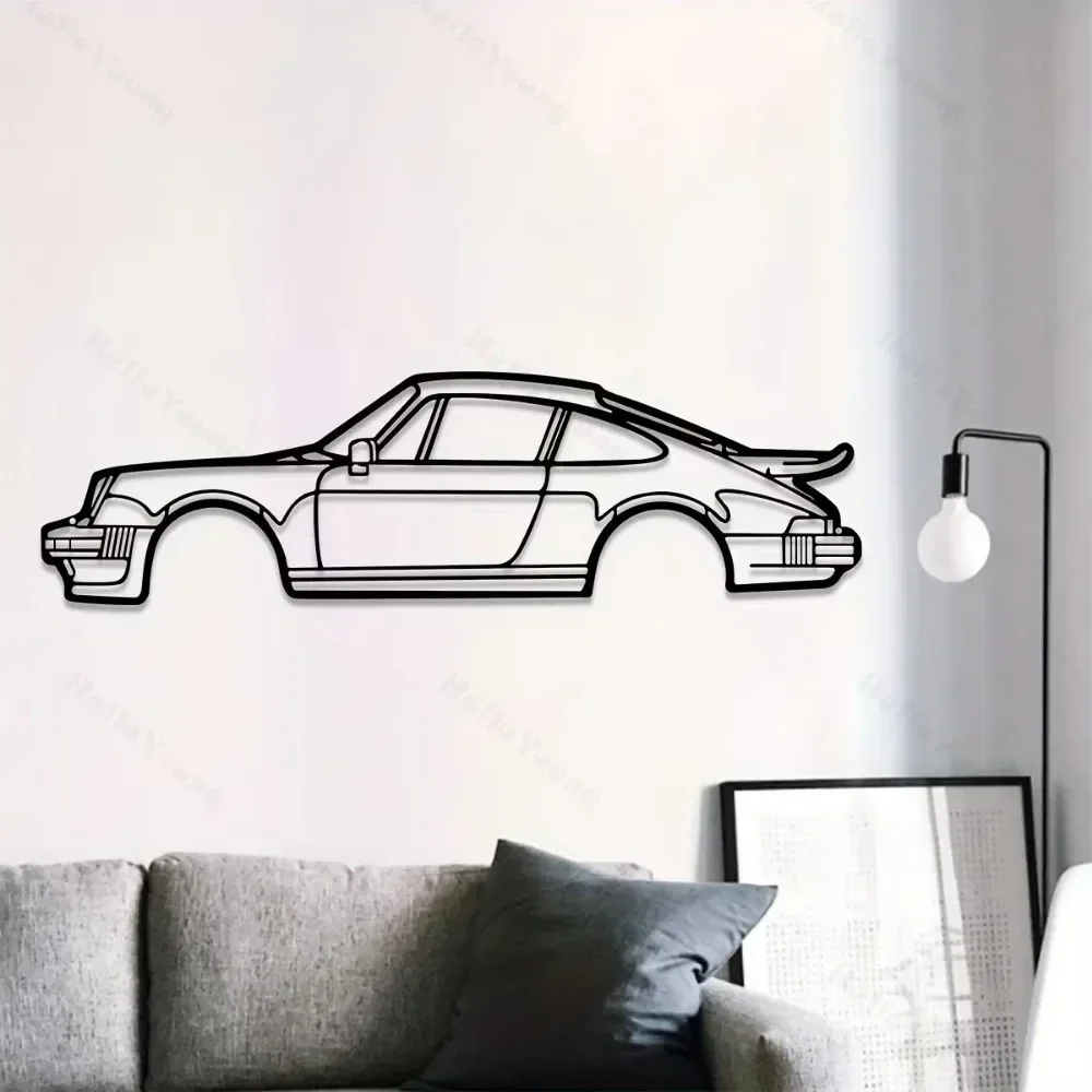 Wall Decoration Art Creative Metal Iron Art Line 911 Turbo Sports Car Wall Hanging Home Art Wall Decoration Pendant Ornament