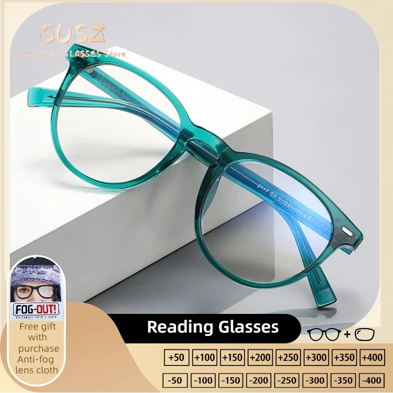 

SUSZ Colorful Square Frames Progressive Multifocal Anti-Blue Light Reading Glasses Fashion Myopia Prescription Eyeware