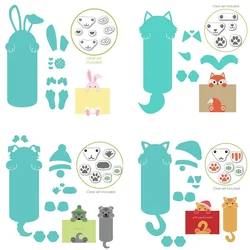 Cute Animals I'm A Hugger Clear Stamps and Cutting Dies With Face Dog Cat Fox Bunny Die For DIY Gift Card Envelope Craft Making