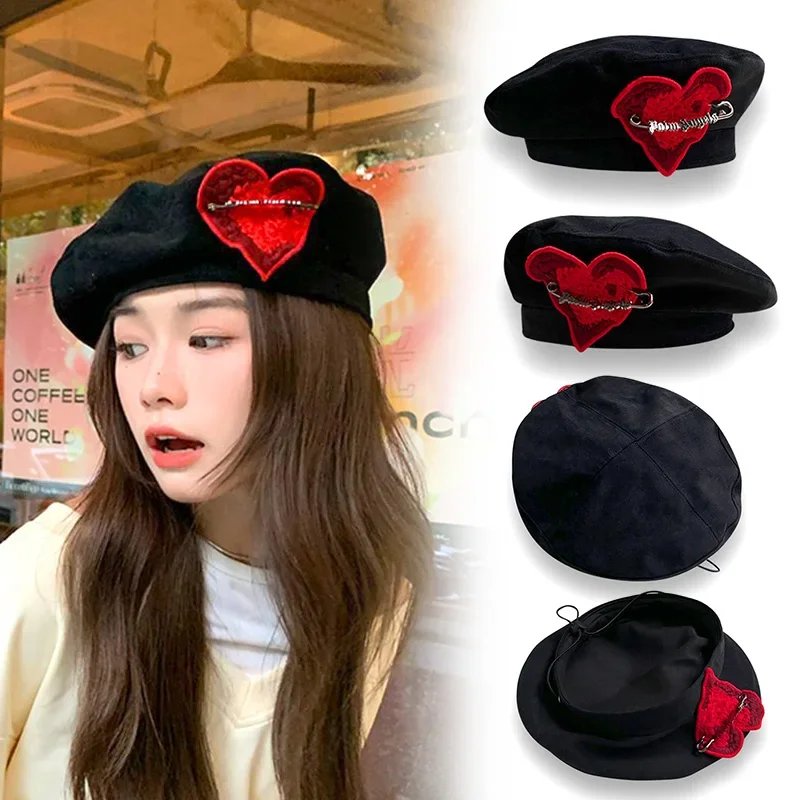 Vintage French Plaid Top Beret Retro Berets Caps for Women Winter Hats Girls Love Military Cap Stitches Painter Hat Berets