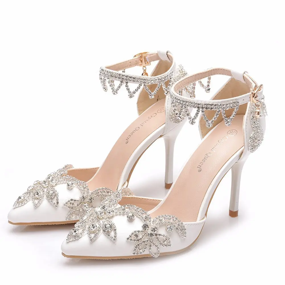 

Spring and summer new pointed hollow rhinestone tassel wedding shoes banquet large size thin-heeled high-heeled women's sandals