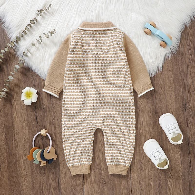 Newborn Baby Romper Knitted Infant Girl Boy Jumpsuit Fashion Plaid Autumn Kid Clothing Children Overalls 0-18M Playsuit Outfits