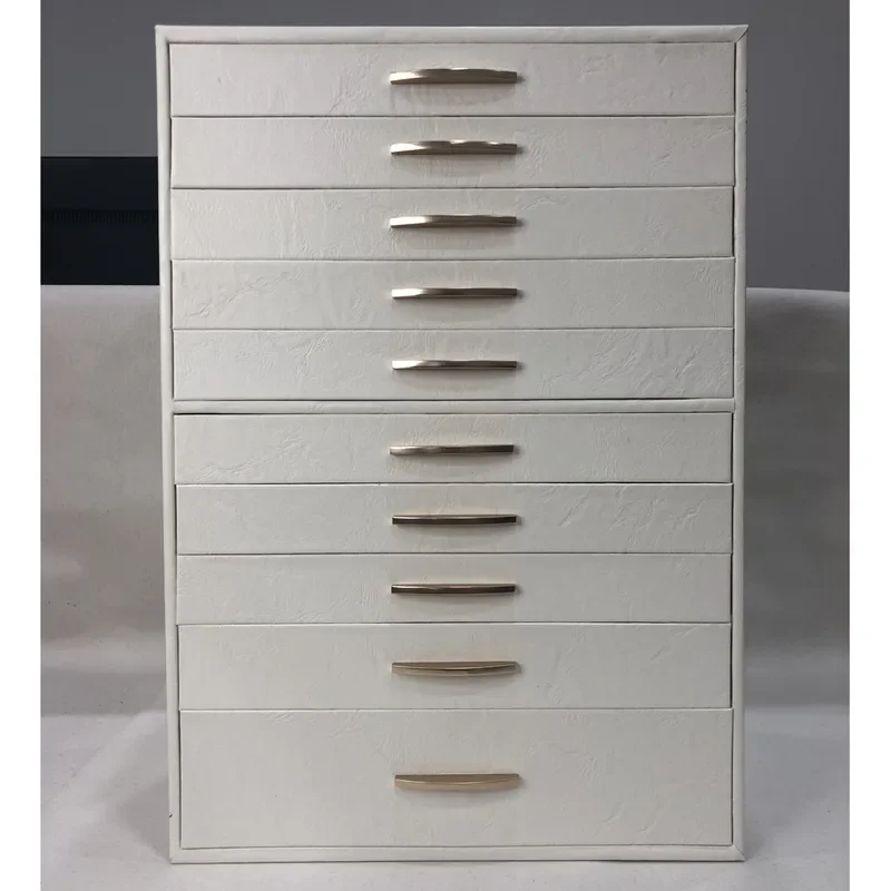 Modern PU Leather Jewelry Box 10 Layer Drawer Organizer for Necklace Ring Earring Storage Simple High End Display Case Gift