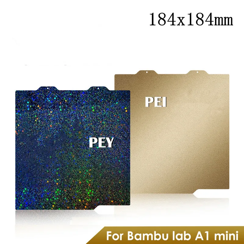 ENERGETIC Upgrade Bambu A1 Mini Build Plate 184x184mm Double Side Textured PEI and Smooth PEO/PET/PEY Magnetic Steel Build Plate