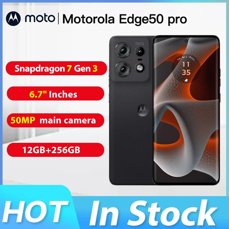 هاتف موتورولا ايدج 50 برو 5G الذكي سنابدراجون ®   شاشة 7 Gen 3 6.7 بوصة OLED كاميرا رئيسية 50 ميجابكسل شاحن سريع 125 وات بطارية 4500 مللي أمبير في الساعة