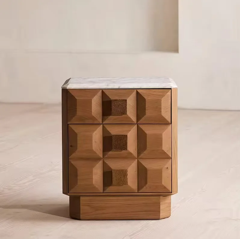

Прикроватная тумбочка из мрамора и ясеня с индивидуальным цветом, тумбочка для спальни