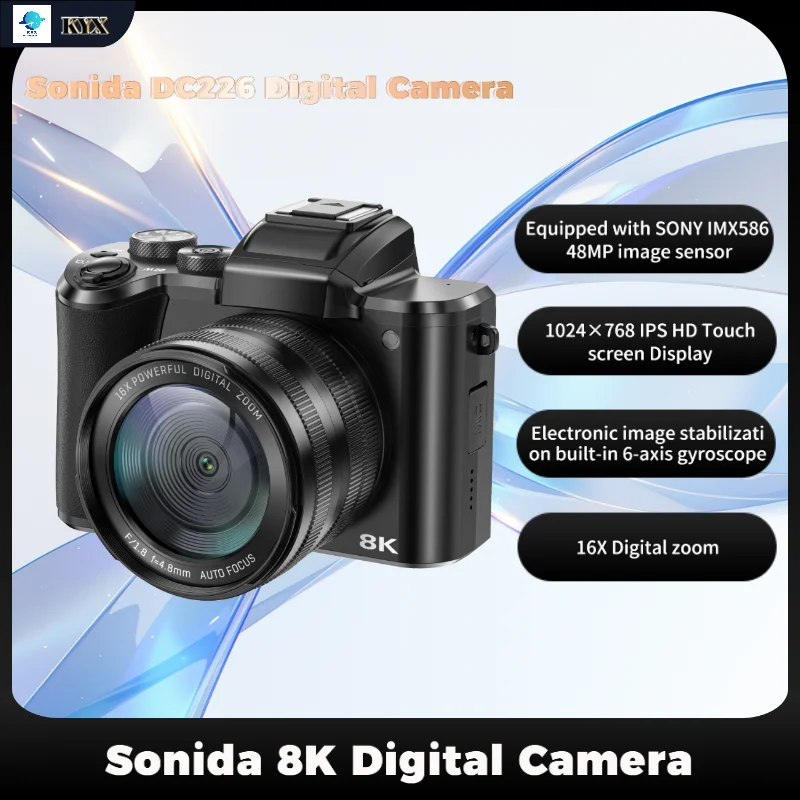 

Sonida 8K Digital Camera for Photography Autofocus WiFi 88MP Vlogging Camera with Dual-Lens 16X Digital Zoom Touch Screen
