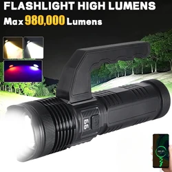 3 Light Sources Flashlights Usb Rechargeable Searchlight With Side Light Outdoor Camping Fishing Ultra Bright Handheld Zoom Lamp