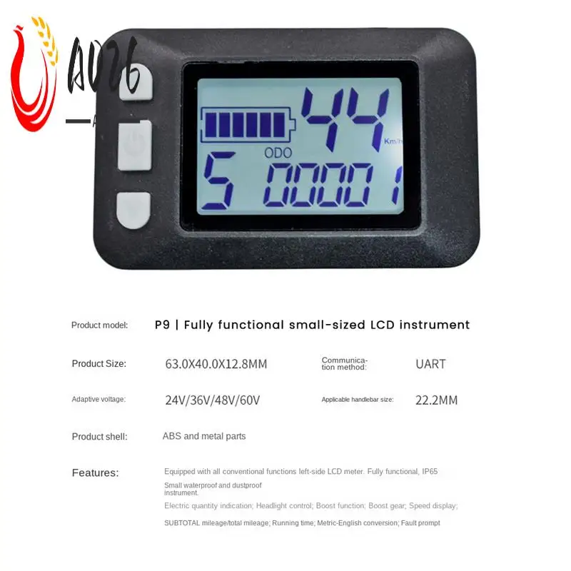 

A026-P9 Meter LCD Screen 24V 36V 48V 60V Electric Bike Meter For Electric Scooter (5PIN)