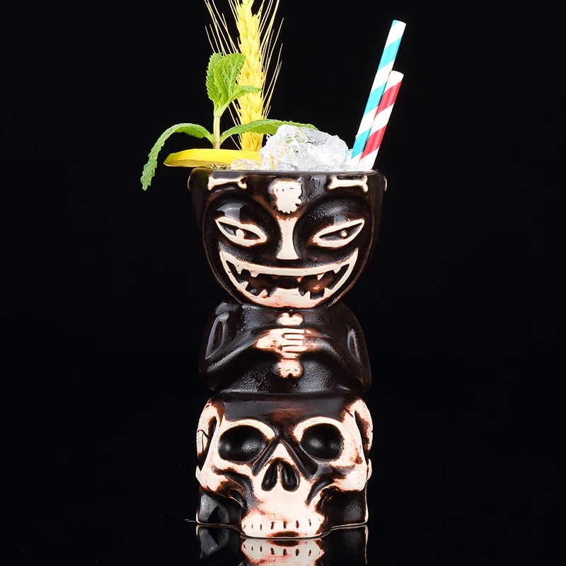 

550ml Skull Doll Tiki Mug Cocktail Cup Beer Wine Mug Ceramic Tiki Mugs Art Crafts Creative Hawaii Mug