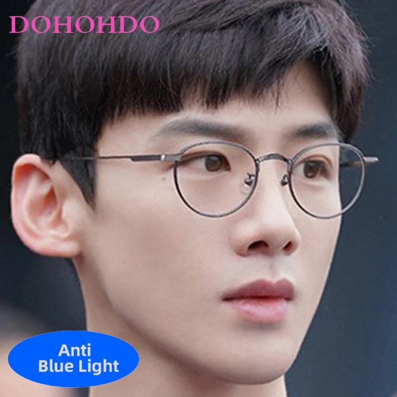 

Metal Classic Trendy Designer Round Anti-Blue Light Glasses Men Women Punk Small Frame Optical Glasses For Office Work Lentes