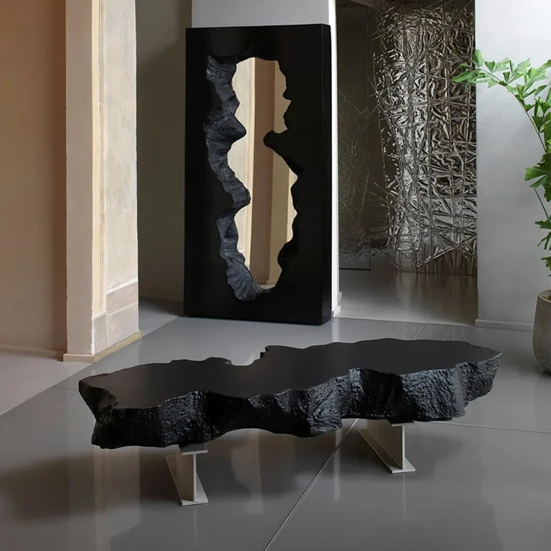 

Customized medieval broken series irregular full-body mirror special-shaped fiberglass wave strip bench floor full-length mirror