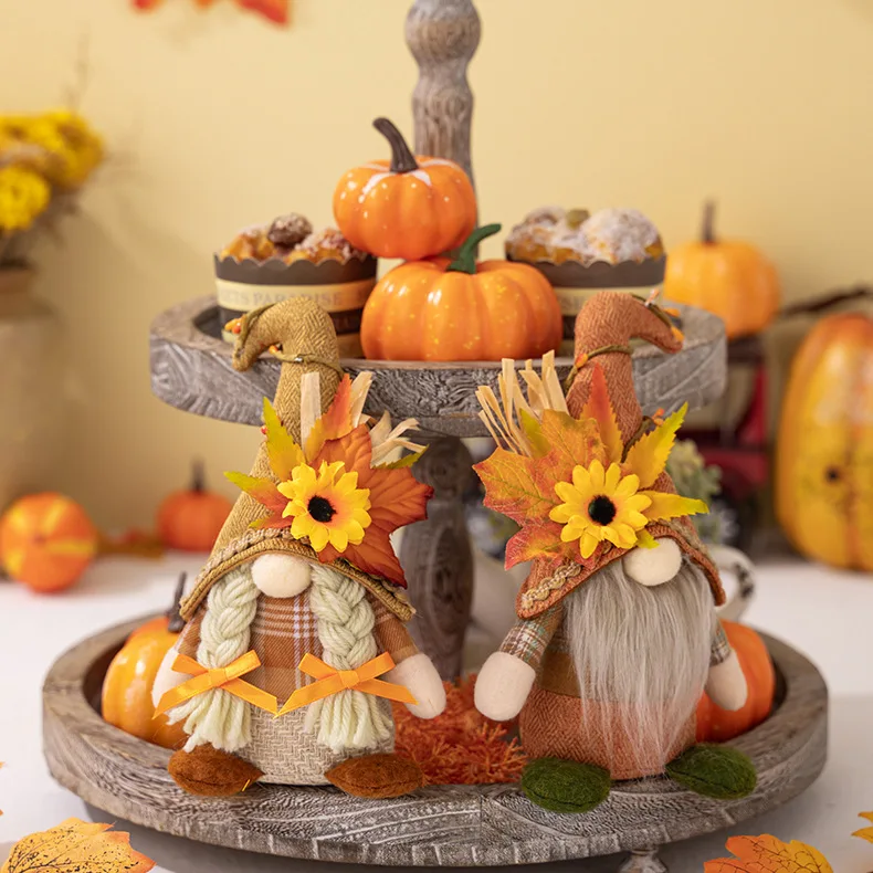 Ensemble Décoration Plateau À Étages D'automne Thanksgiving