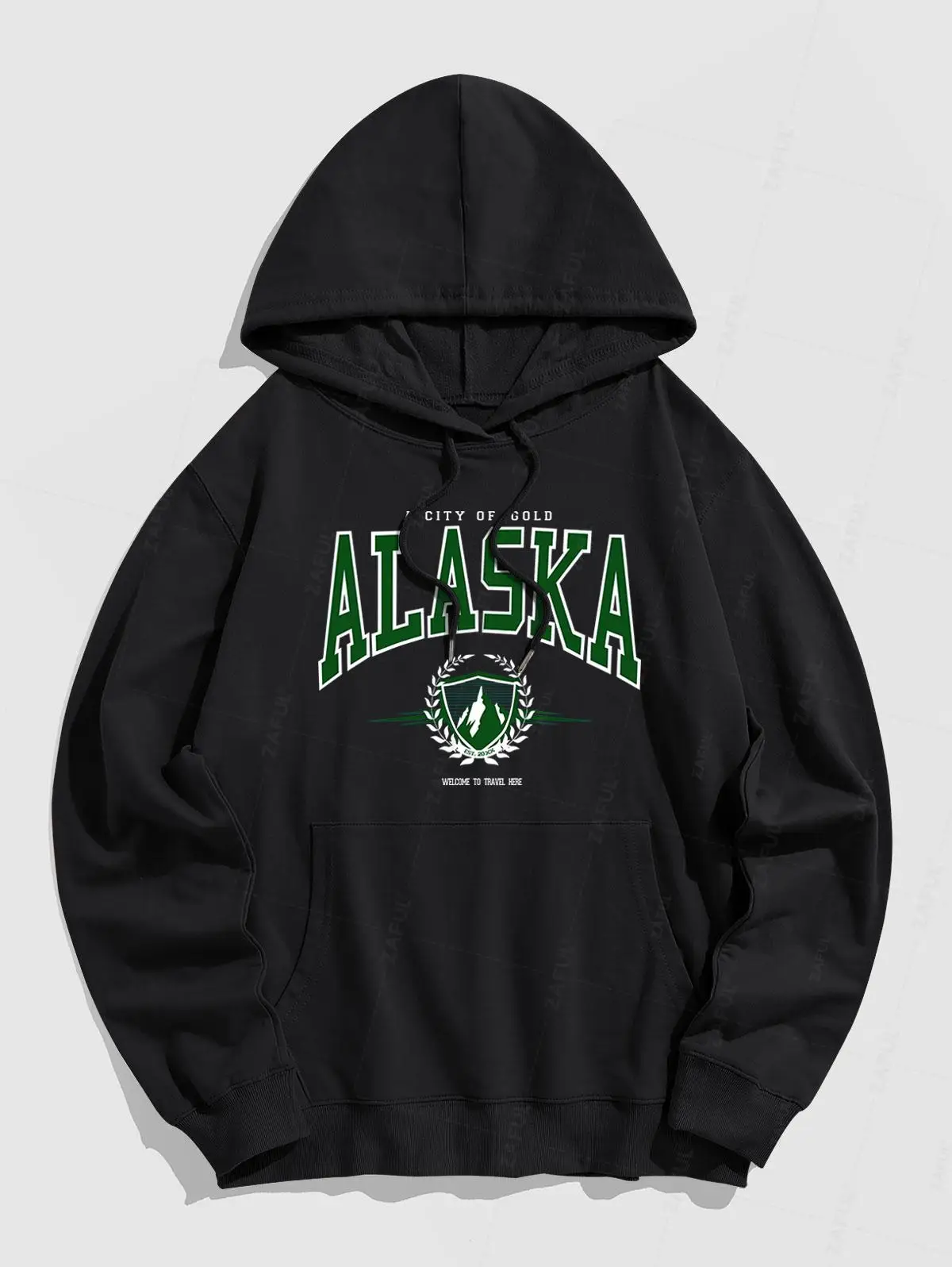 ZAFUL Streetwear Colorblock Letter Mountain Stickerei Polar Fleece Vintage Hoodie