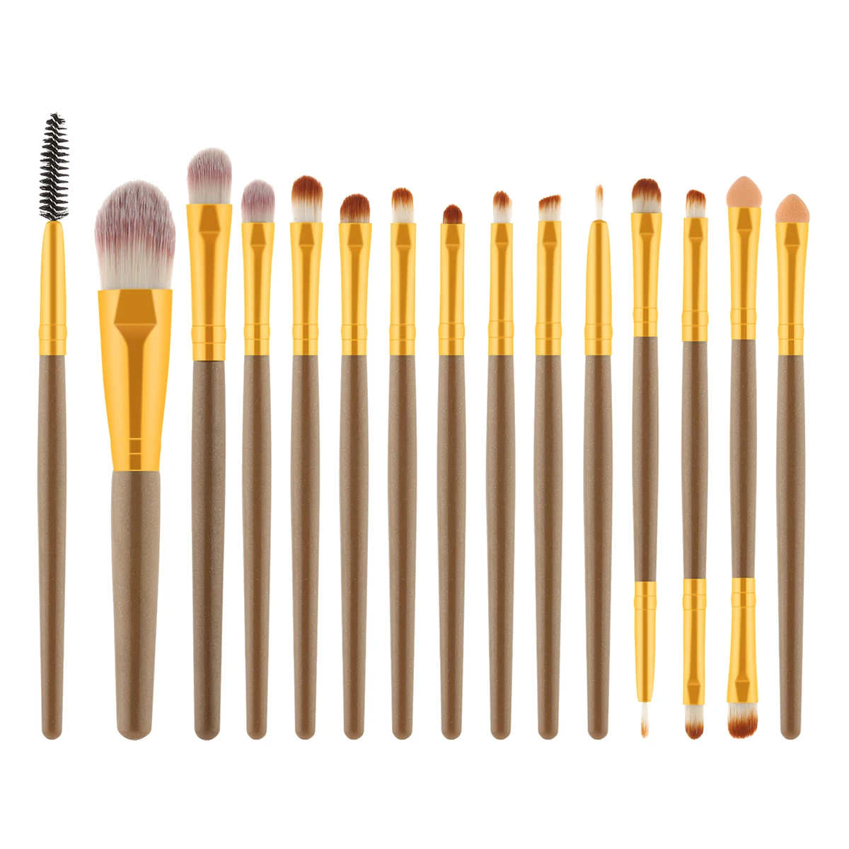 

15Pcs Professional Makeup Brush Set Wooden Handle Pink White Nylon Bristles Brushes for Powder Blush Makeup Application