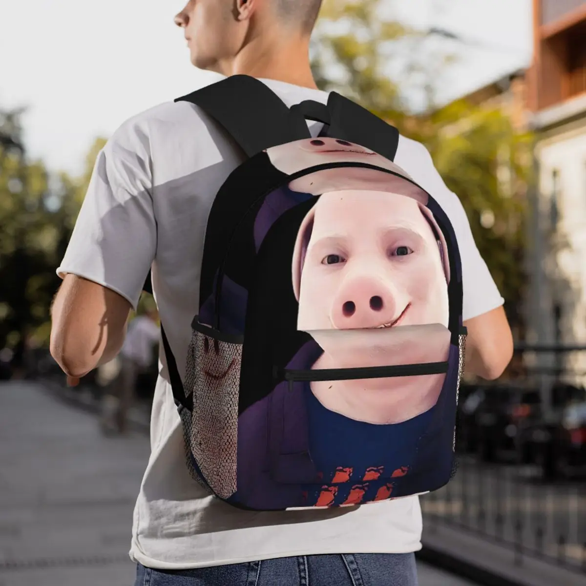 John Pork Smiling Backpack Daypack Large Capacity Kids BookBag School Bag Shoulder Bags for Men Women