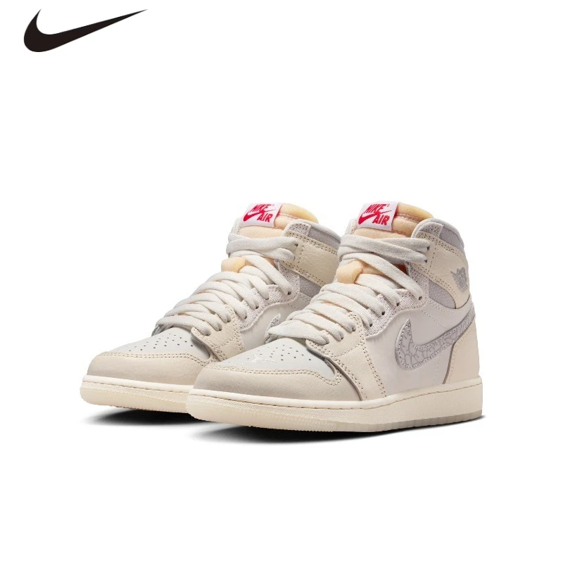 Zapatillas Nike Jordan Air 1 High de cuero, zapatos informales de baloncesto retro con amortiguación Air-Sole para jóvenes IH4281-100