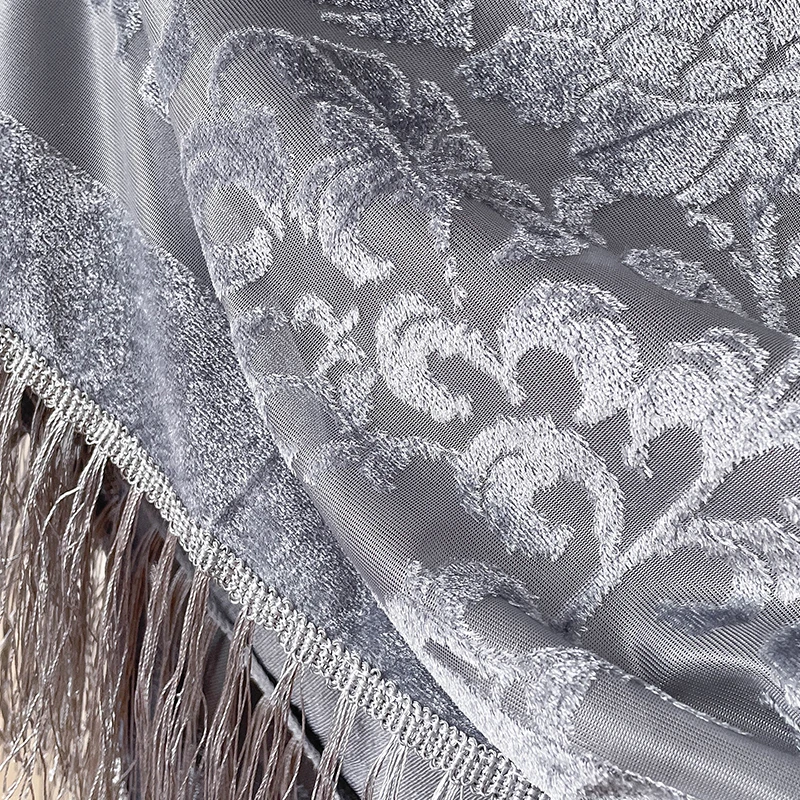 2025 New Spring and Summer Brand 110X110cm Retro National Style Velvet Jacquard Fringe Square Scarf Fashion Sunscreen Lady Shawl