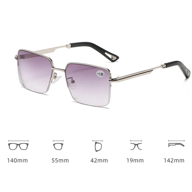 Fashion Men Women\'s Myopia Glasses Business Half Frame Anti Blue Light Near Sight Eyeglasses with Diopter 0 TO -4.0 Eyewear
