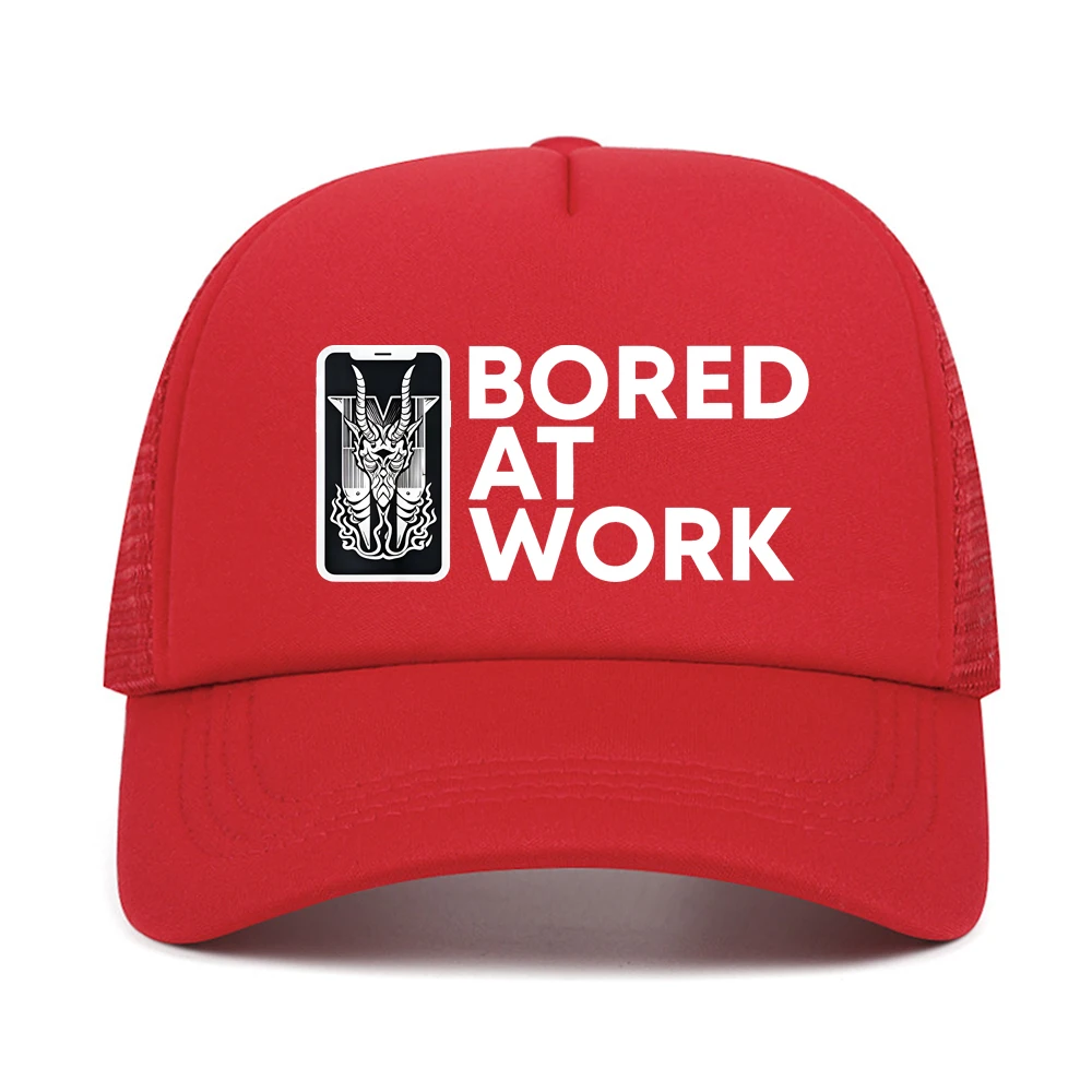 Funny Bored At Work Sarcastic Saying baseball cap Novelty Fashion breathable Sunscreen Hat summer adjustable mesh trucker hats 5