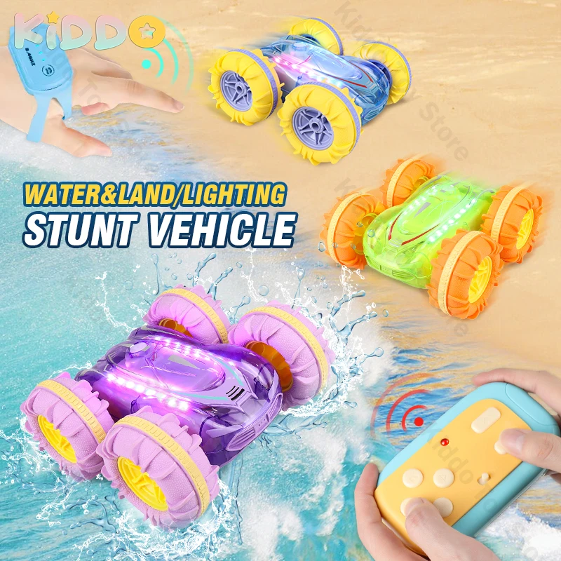 

RC Car Gesture Sensing Rolling 2.4G light Amphibious Remote Control Vehicle Double Sided Stunt Waterproof Children Toys for Kids