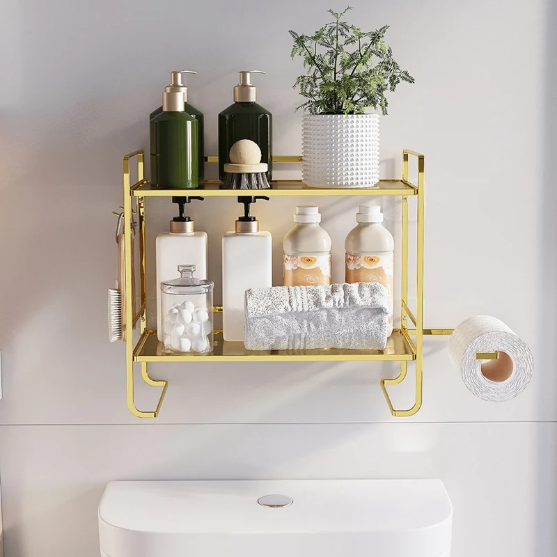 

B61A-Multifunctional Storage Rack Above Toilet 2-Story Bathroom Storage Rack Storage Rack With Toilet Paper Rack